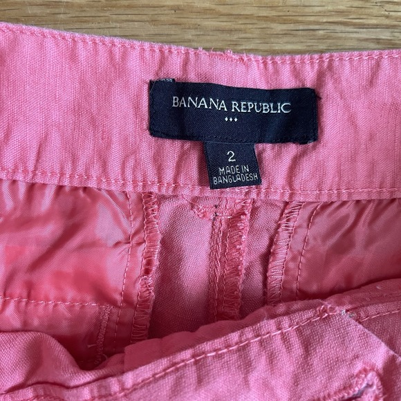 Banana Republic Women's Size 2 Pink Linen Cotton Blend Chino Casual 4" Shorts - Picture 2 of 9